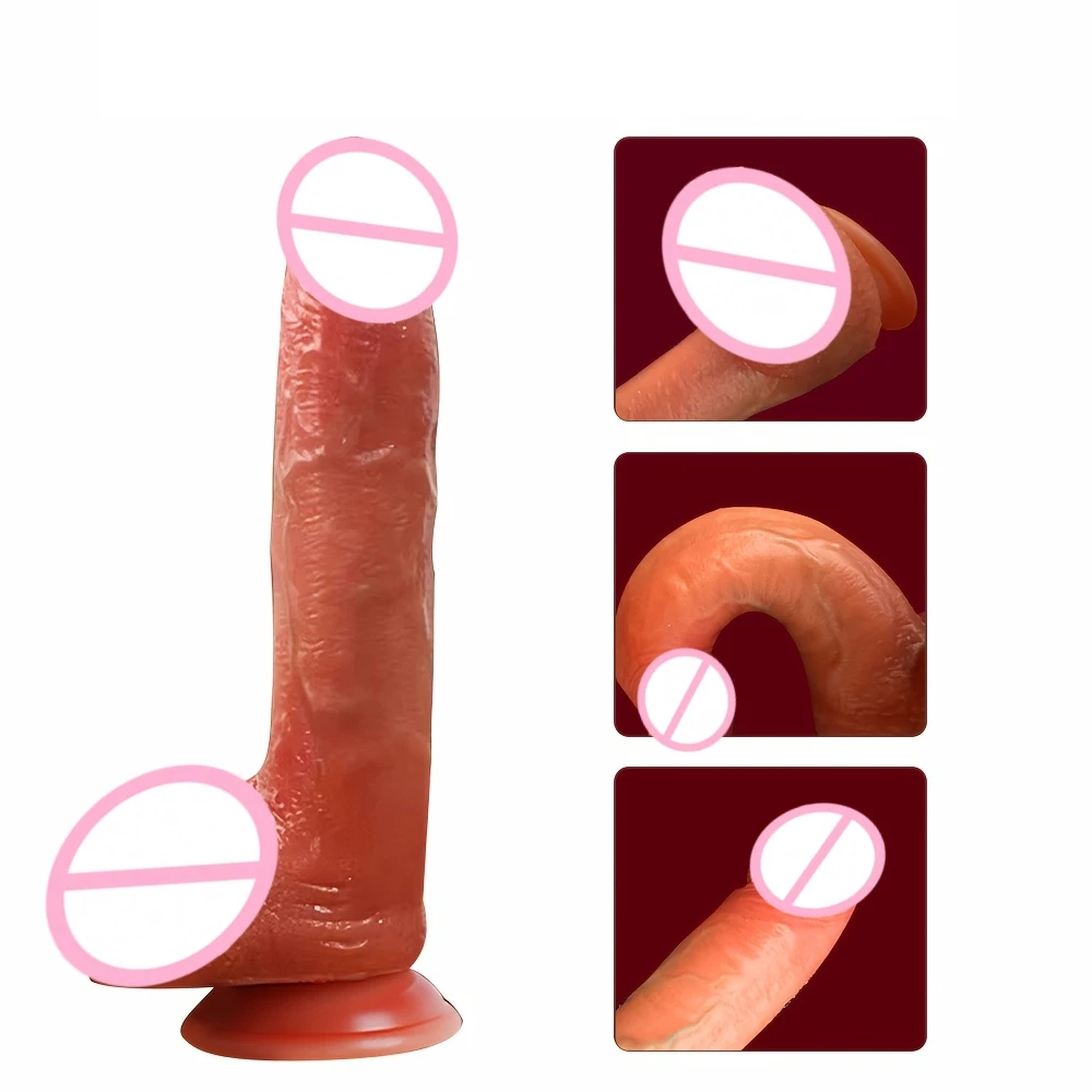 8.66in Real Silicone Dildo Vibrator 10 Pushing 10 Vibration Nipple Massager Anal Insert Couple Play Remote Control Adult Toy 18+