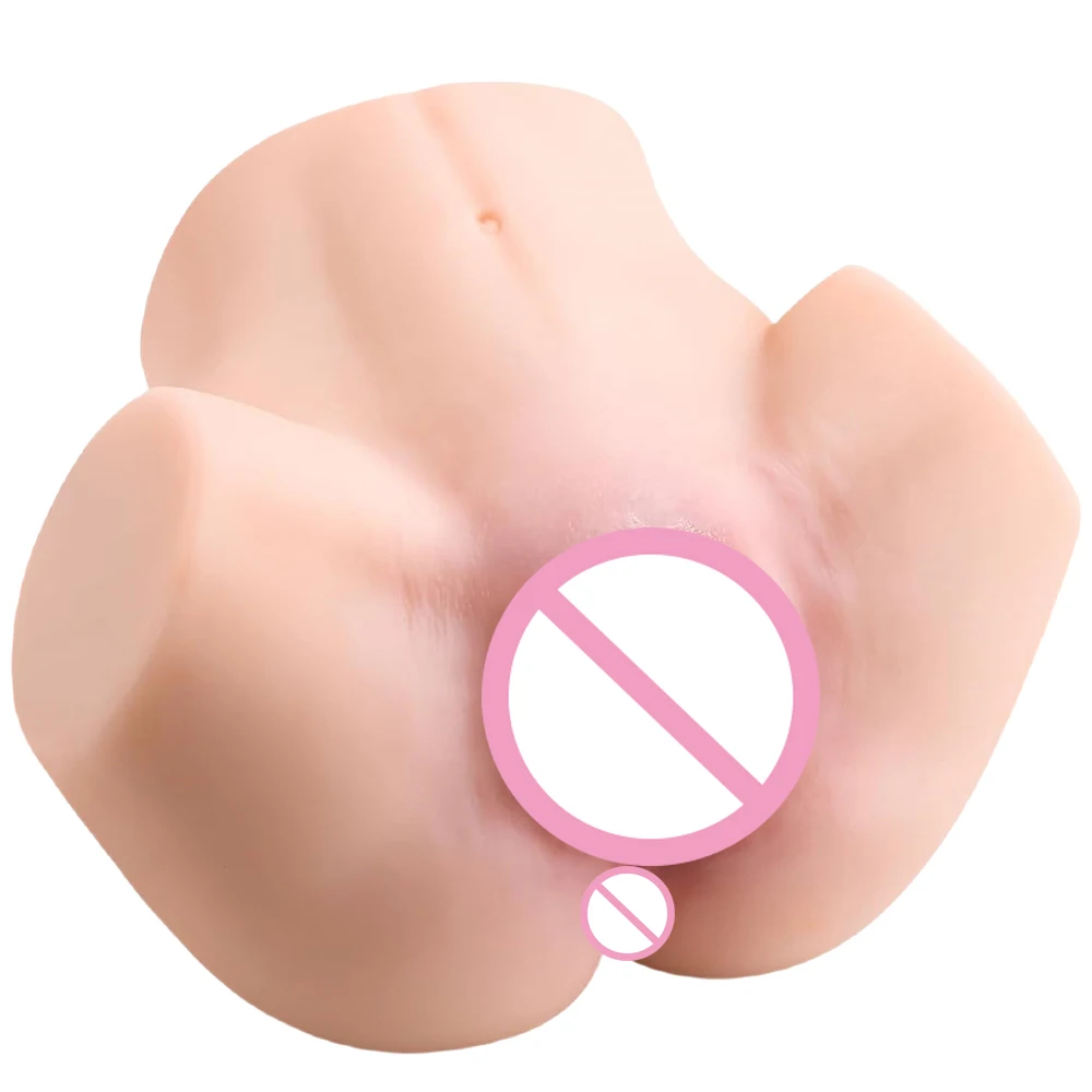 Dual Channel Male Masturbator 2-in-1 Realistic Big Ass Vagina & Anus Simulation Adult Sex Toy for Men