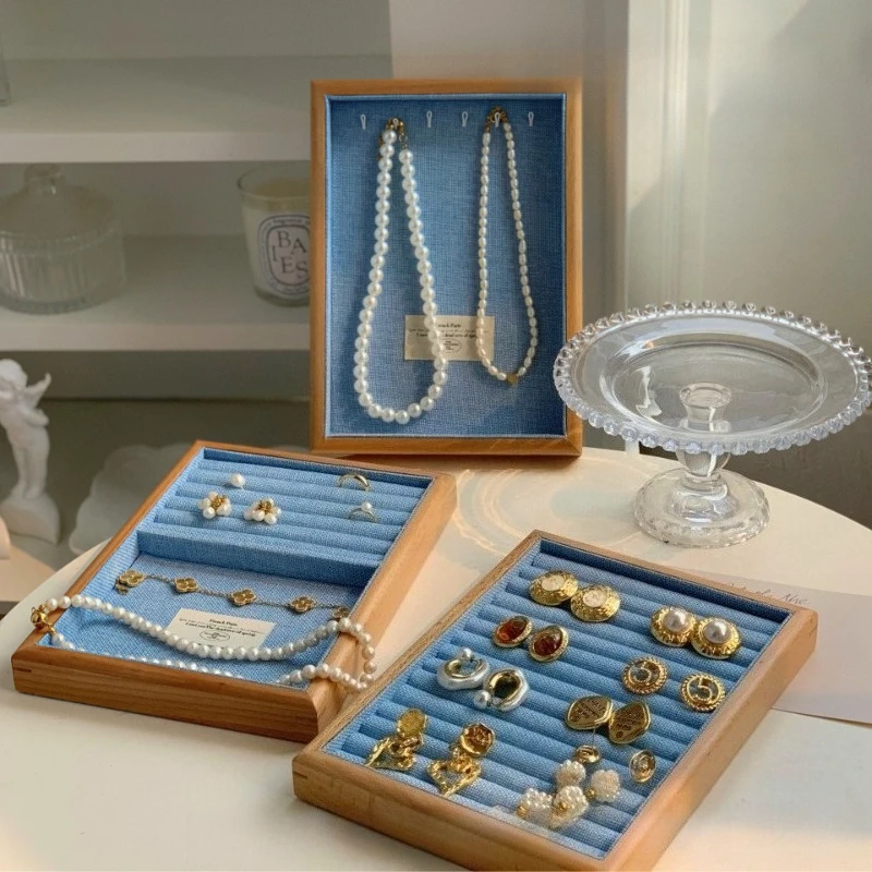 Wooden Jewelry Tray Bracelet Earrings Necklace Storage Trays Jeweler Counter Commercial Use Display Pallet Exhibitor Supplies