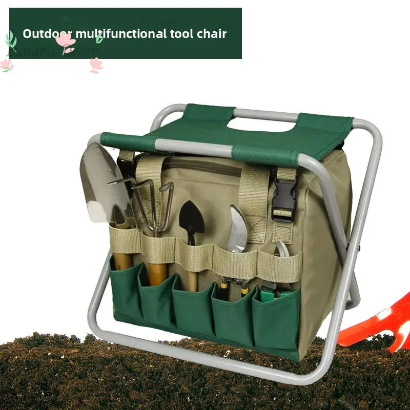 Outdoor Folding Chair Garden Kit Removable Mazar Stool Fishing Stool Tool Storage Bag