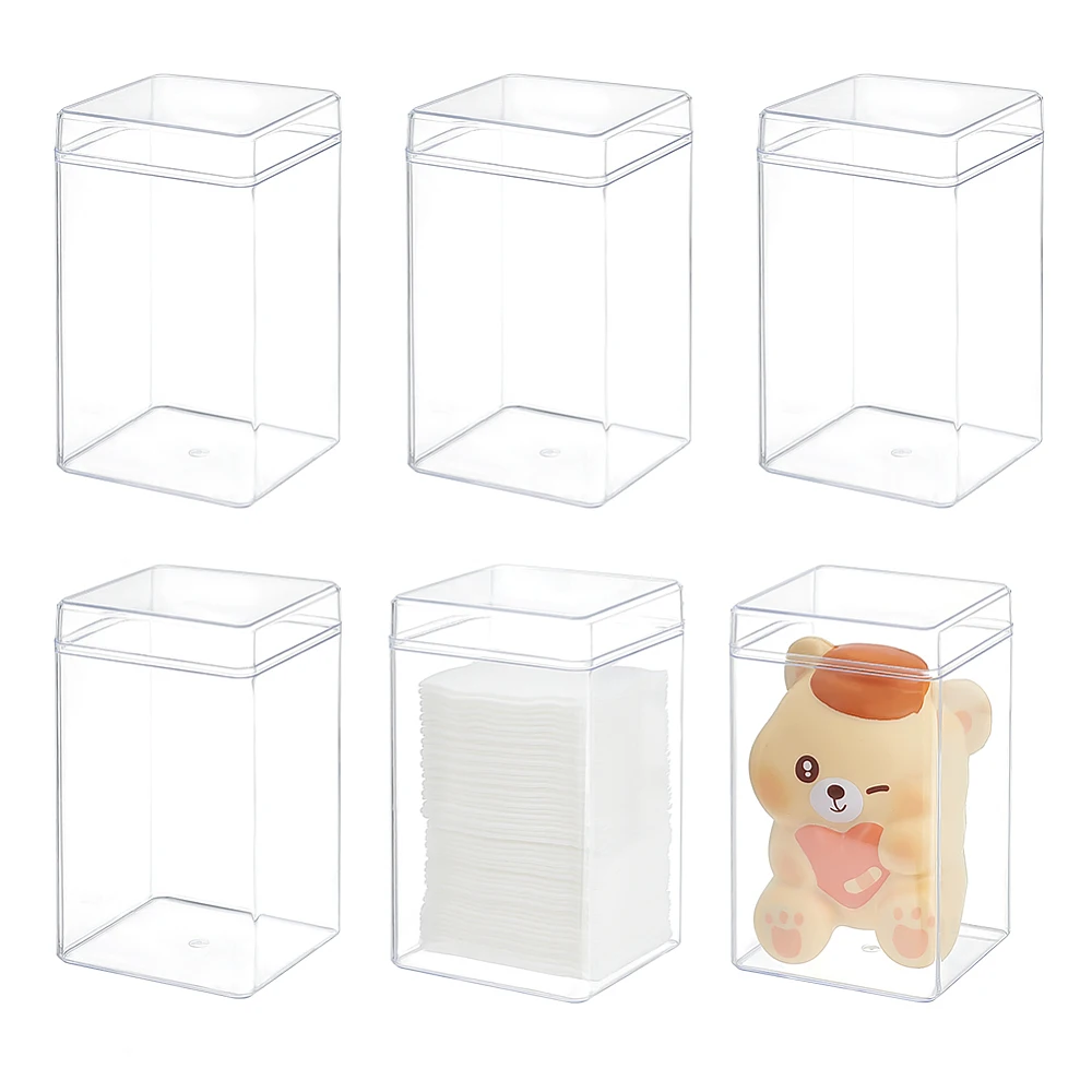 6 Pcs Clear Acrylic Box with Lid 2.7x2.9x4.7 Inch Clear Plastic Storage Box Rectangle Display Case for Model Jewelry