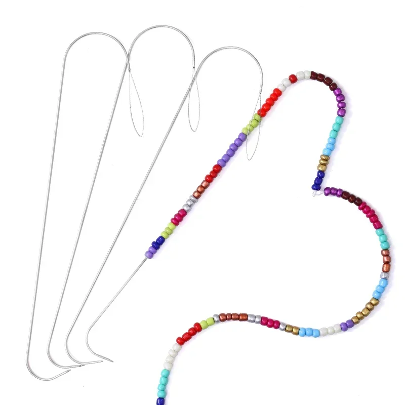 2/5Pcs 5.3 Inches Curved Beading Needles Large Eye Bead Spinner Needle for Glass Seed Beads Bracelet Necklace Jewelry Making DIY