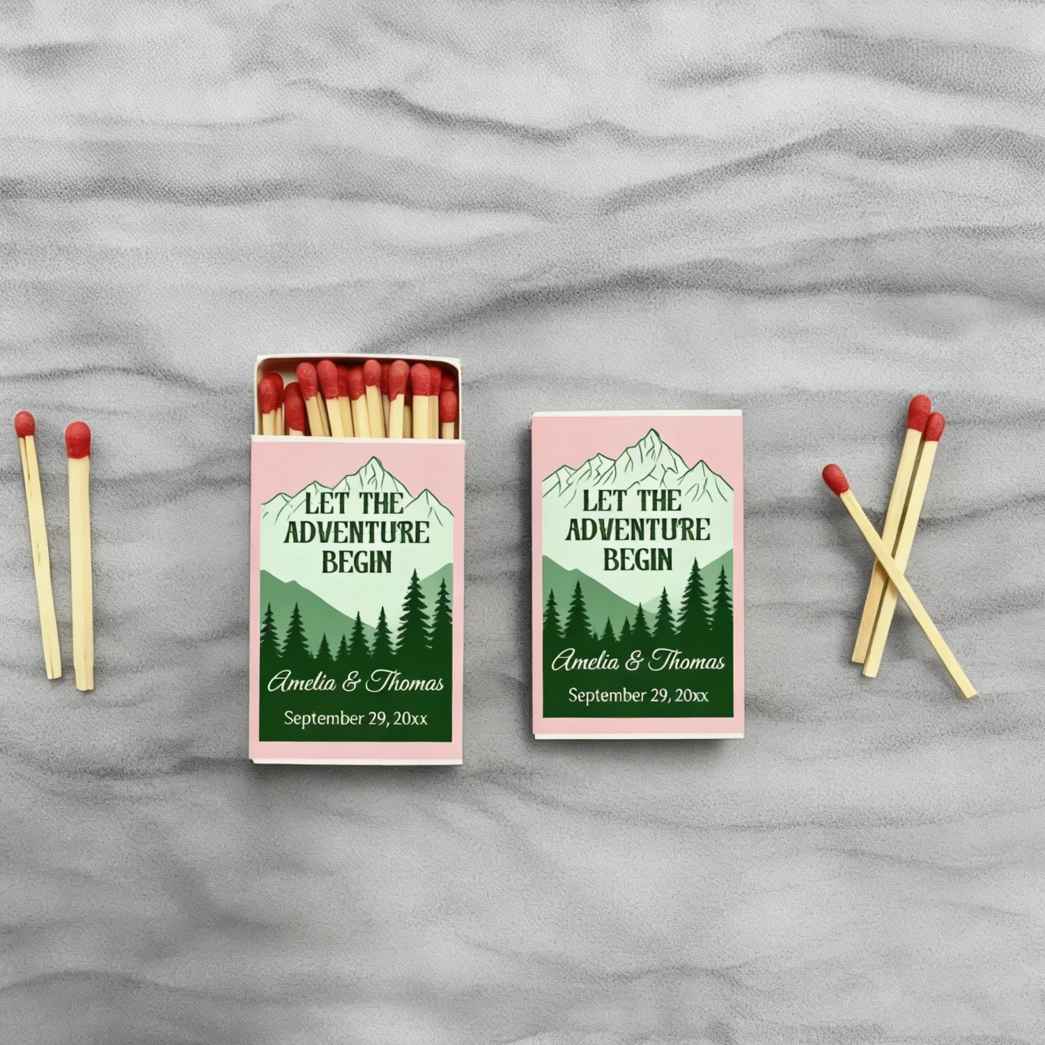 Personalized Safety Matchboxes for Wedding, Custom Printed Favors for Elegant Wedding Party Dcor