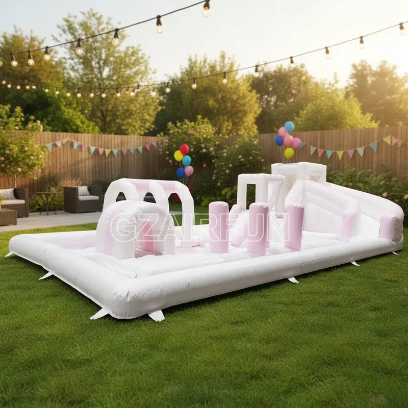 GZAIRFUN Customized Eco-Friendly PVC Inflatable Splash Pad Bounce House Obstacle Course Commercial Outdoor Events Kids