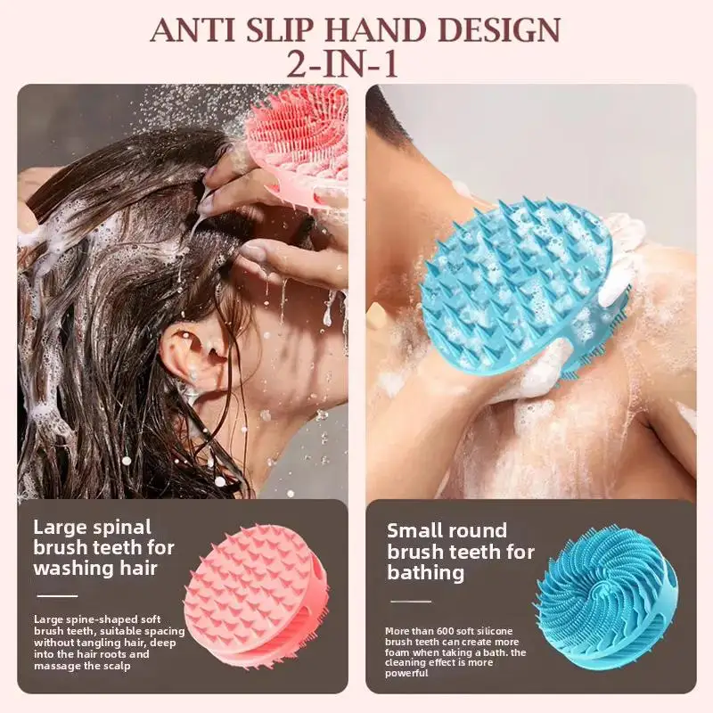 Silicone Bath Brush Body Scrubber Loofah Double Sided Bath Brush Shower Scrubber & Scalp Massager Shampoo Brush Body Clean Tools