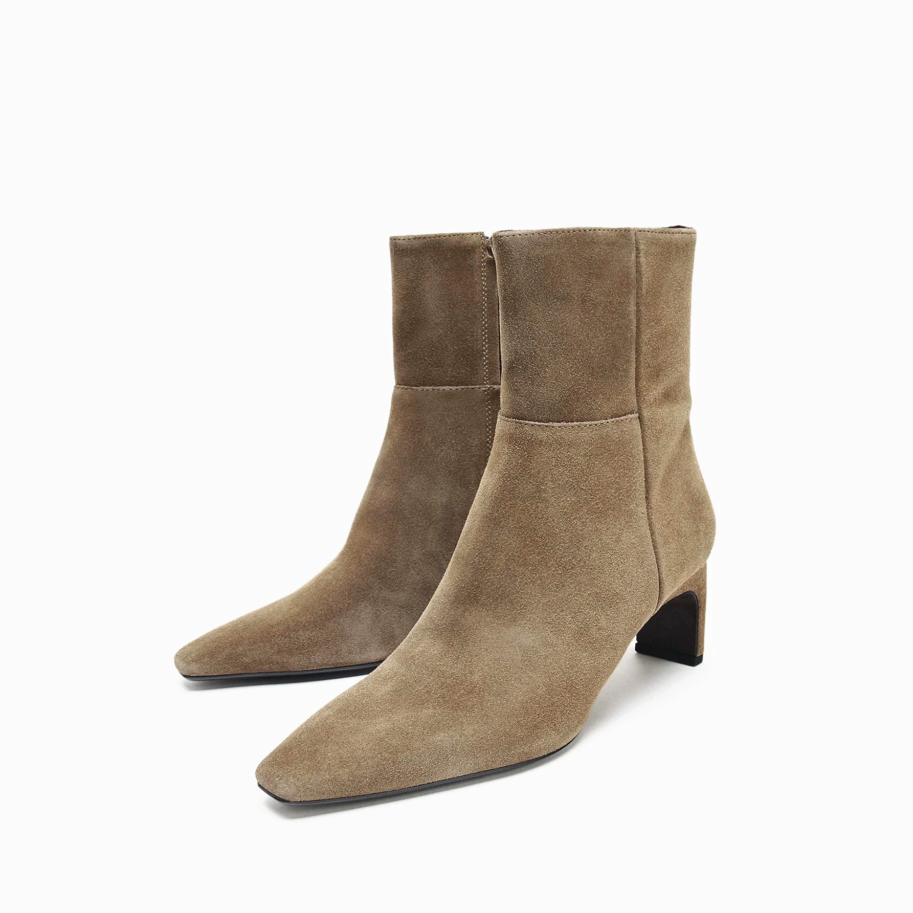 New Suede Leather Retro Ankle Boots for Women Luxury Brand Zipper High Heels Boots Autumn Winter Boots Plus Size 35-42