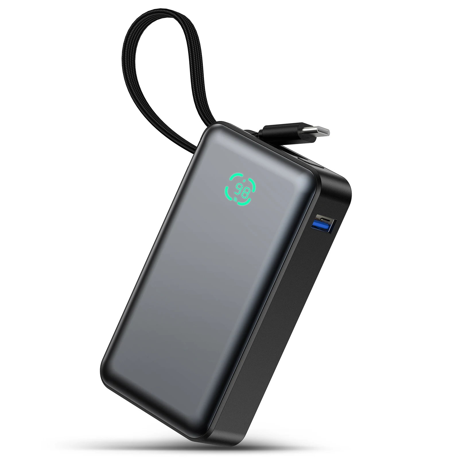 Portable Power Bank,10000mAh PD 30W Fast Charging External Battery Pack with Built-in USB-C Cable for iPhone 17 16 15, Ipad