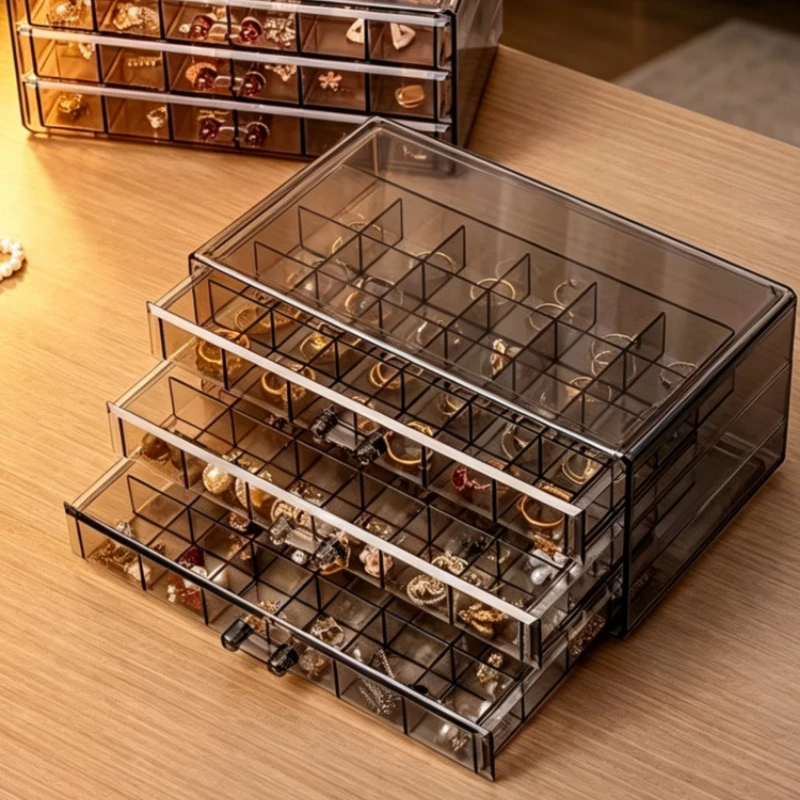 48 72 Compartment Transparent Jewelry Organizer Multiple Layers Acrylic for Earrings Studs Necklaces Compartmented Storage Box