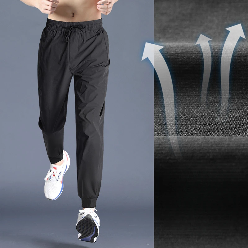 Sport Pants Men's Running Trousers Ice Silk Summer Thin Quick-drying New Style Pants Men's Pants Straight-leg Casual Training