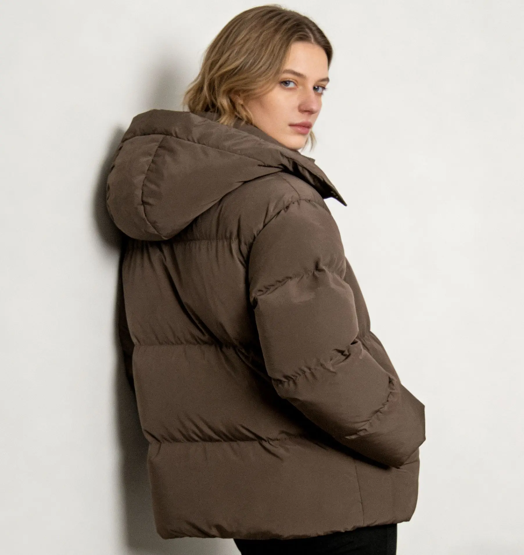 Siren Chic 2026 Winter New Women Solid Hooded Cotton Padded Jacket, Loose Fit Warm Cotton Coat Casual Oversized Outerwear