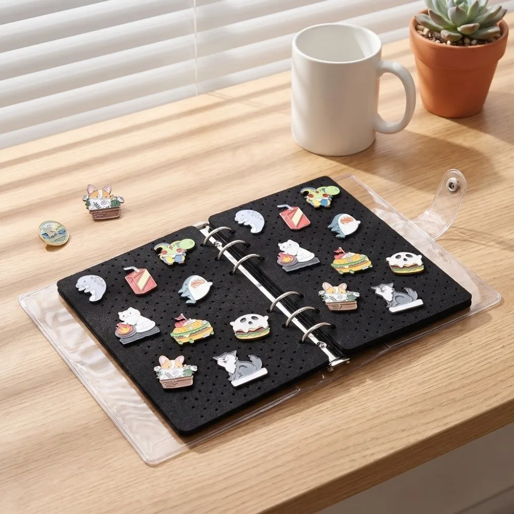 6 Pages Felt Brooch Storage Book Space Saving Dust-proof Brooch Display Board Portable Creative Badges Collection Book