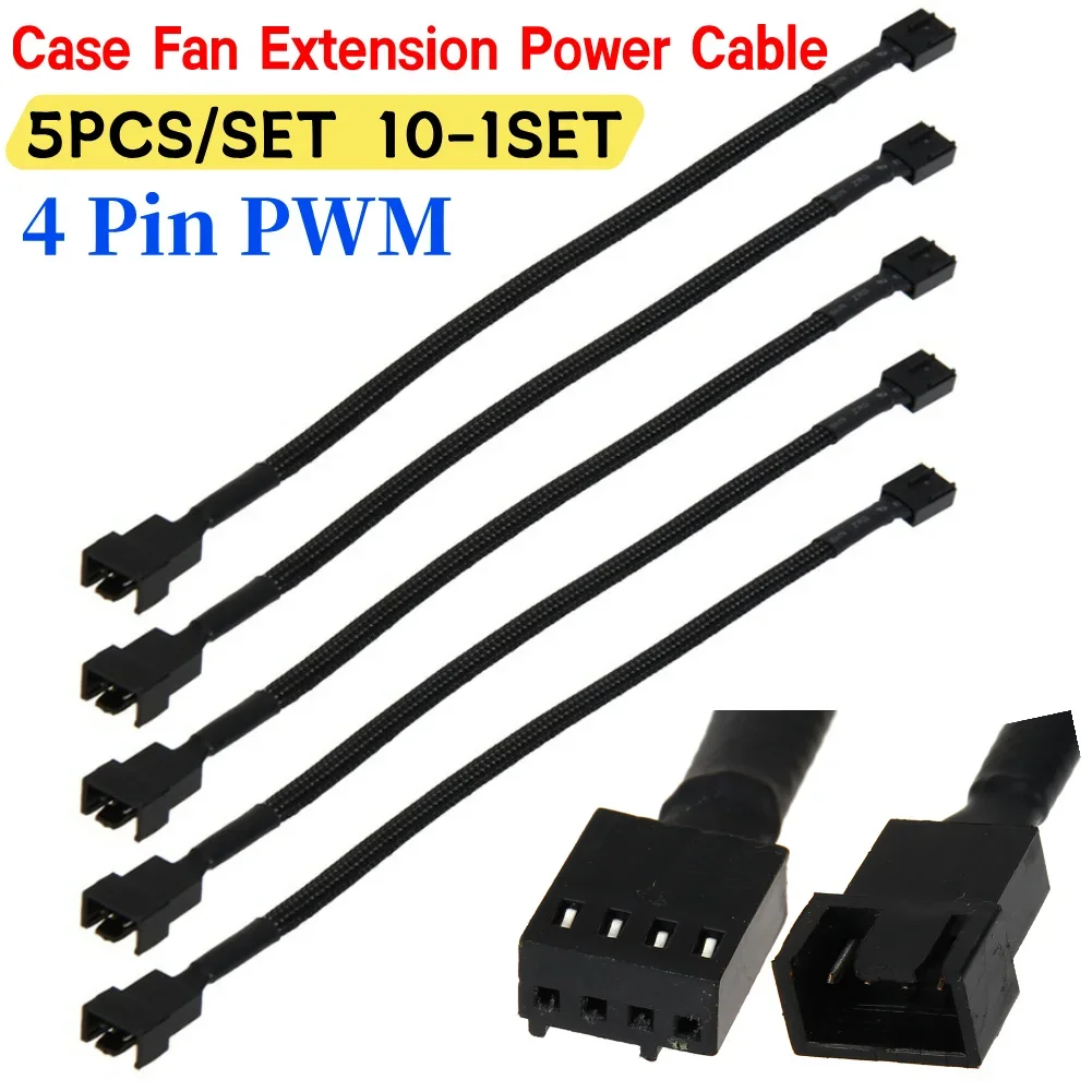 5 Pcs 4 Pin PWM Connector Male To Female Extending Cable Extending Cable for Compure CPU Cooling System for Computer Case Fan