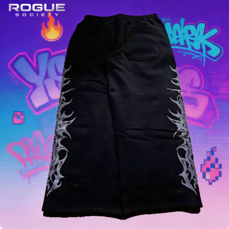 New Gothic Y2K Harajuku Tribal Printed Summer Sweatpants Men Women Baggy Streetwear Grunge Hip Hop High Street Sports Clothes
