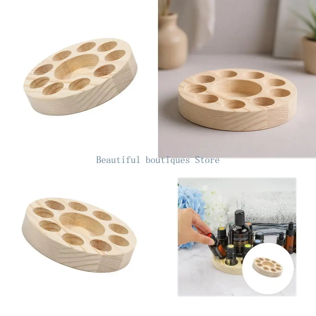 U4LF Wooden Essential Oil Bottle Holder With 10 Holes Essential Oil Bottle Rack Perfect For Aromatherapies Display And Storage