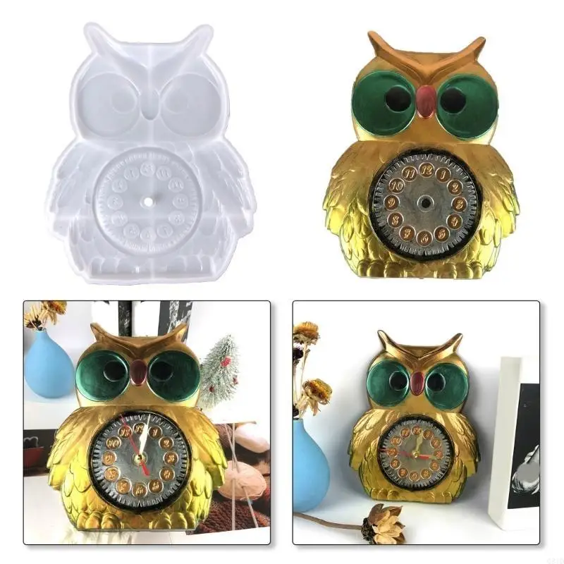  3D Owl Resin Clock Molds Table Wall Hanging Clock Silicone Mold for Epoxy Resin Casting DIY Jewelry Making Craft Decor