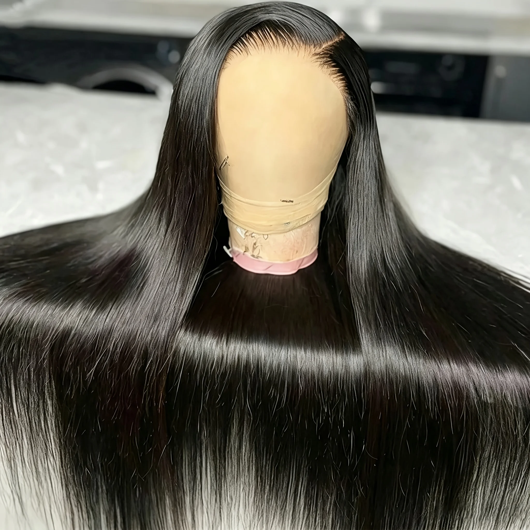Bone Straight Glueless Wigs Human Hair 200% 5x5 Closure Ready To Wear5x5 Glueless Lace Frontal Black Wig 16-34 Inch Brazilian