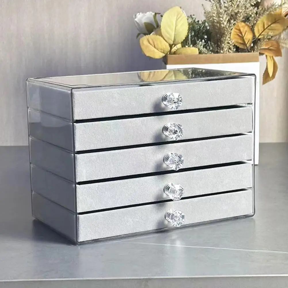 Modern Jewelry Organizer Jewelry Organizer Drawer Storage Box with Velvet Lining Capacity Display Case Earrings Necklaces Holder
