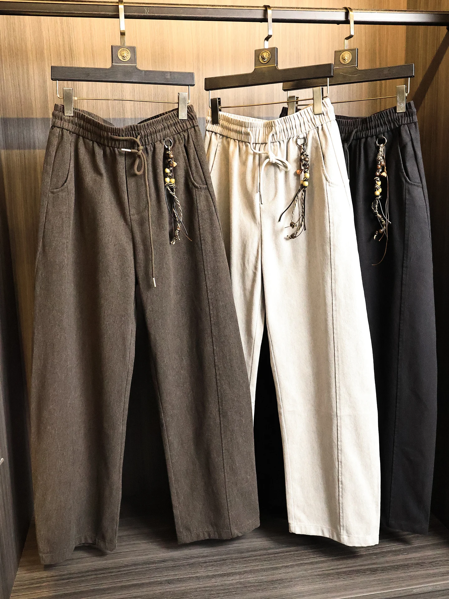 Slimming Effect Casual Pants for Men Straight Leg Wide Leg Fashionable Urban Style Breathable Comfortable Cotton Polyester Blend