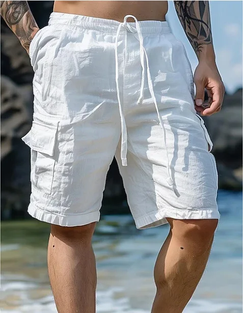 Linen-Drawstring-Elastic-Waist-Cotton-Linen-Leg-Casual-Straight-Pants-Cotton-and-Linen-Drawstring-Cotton-Leisure-Beach-Pants