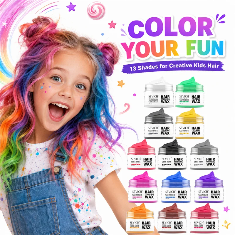 50g Disposable Hair Mud Wax 13-Color Hair Colouring Waxes Hairstyle Styling Paste for Men Women Teen Party Role Play Halloween