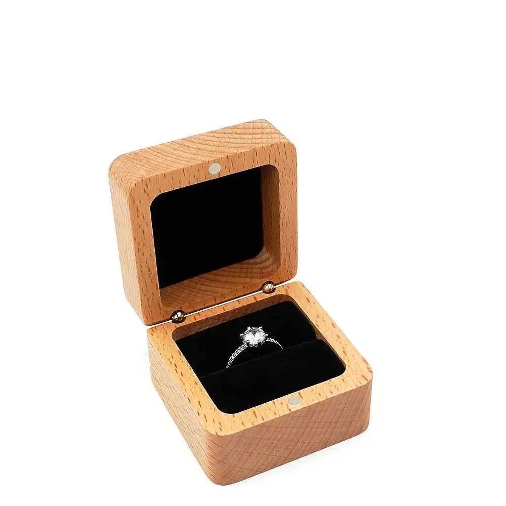Velvet Wood Rings Box Exquisite Retro Earrings Display Tray Jewlery Organizer Ear Studs Case Ring Earring Holder