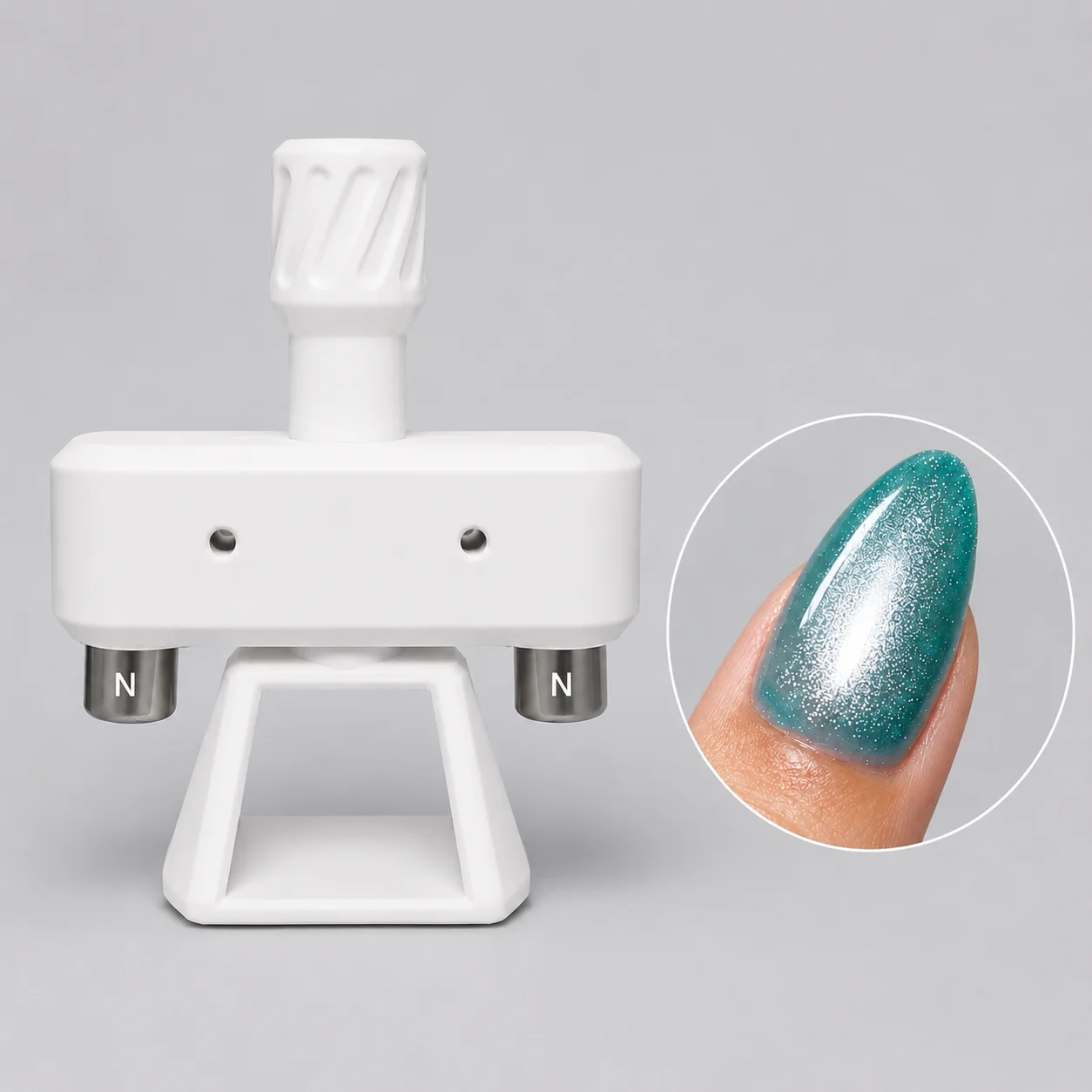 Cat Eye Nail Magnet Tool  White Crown, 360 Rotation, Adjustable Magnetic, Quick Glass Bead Effect, Easy for Beginners