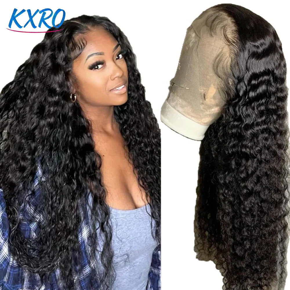 Deep Wave 13x4 Lace Front Wig Glueless 250 Density Curly Water Wave HD Transparent Lace Frontal Wig Vietnamese Raw Curly Human Hair Wigs On Clearance Sale For Women Pre Plucked Black Wig