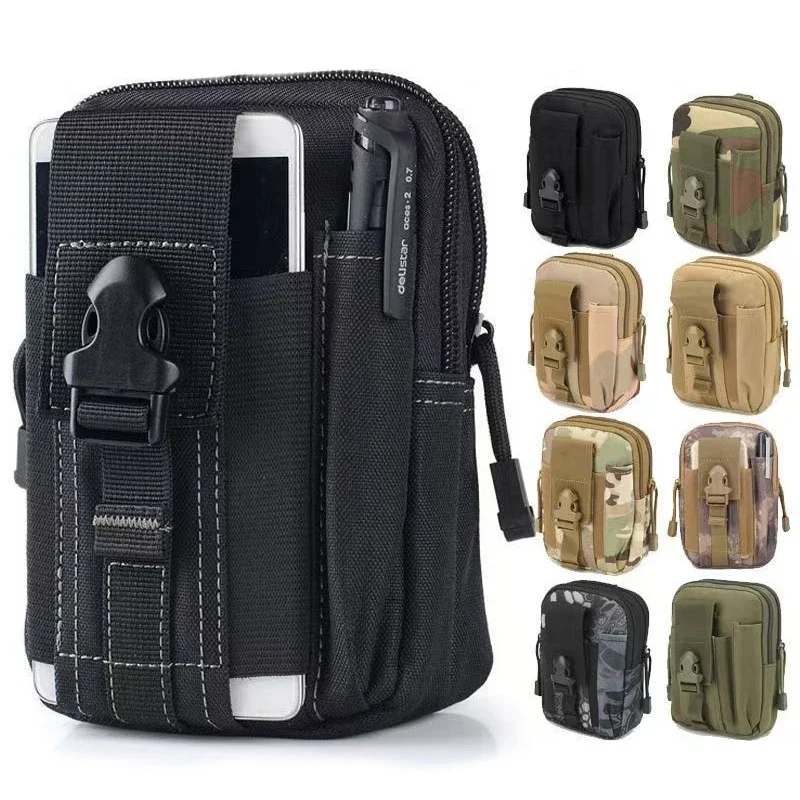 Tactical Waist Bag Utility Belt Pouch with Pen Slot & Phone Holder, Durable Oxford EDC Organizer for Outdoor Hiking & Daily Use
