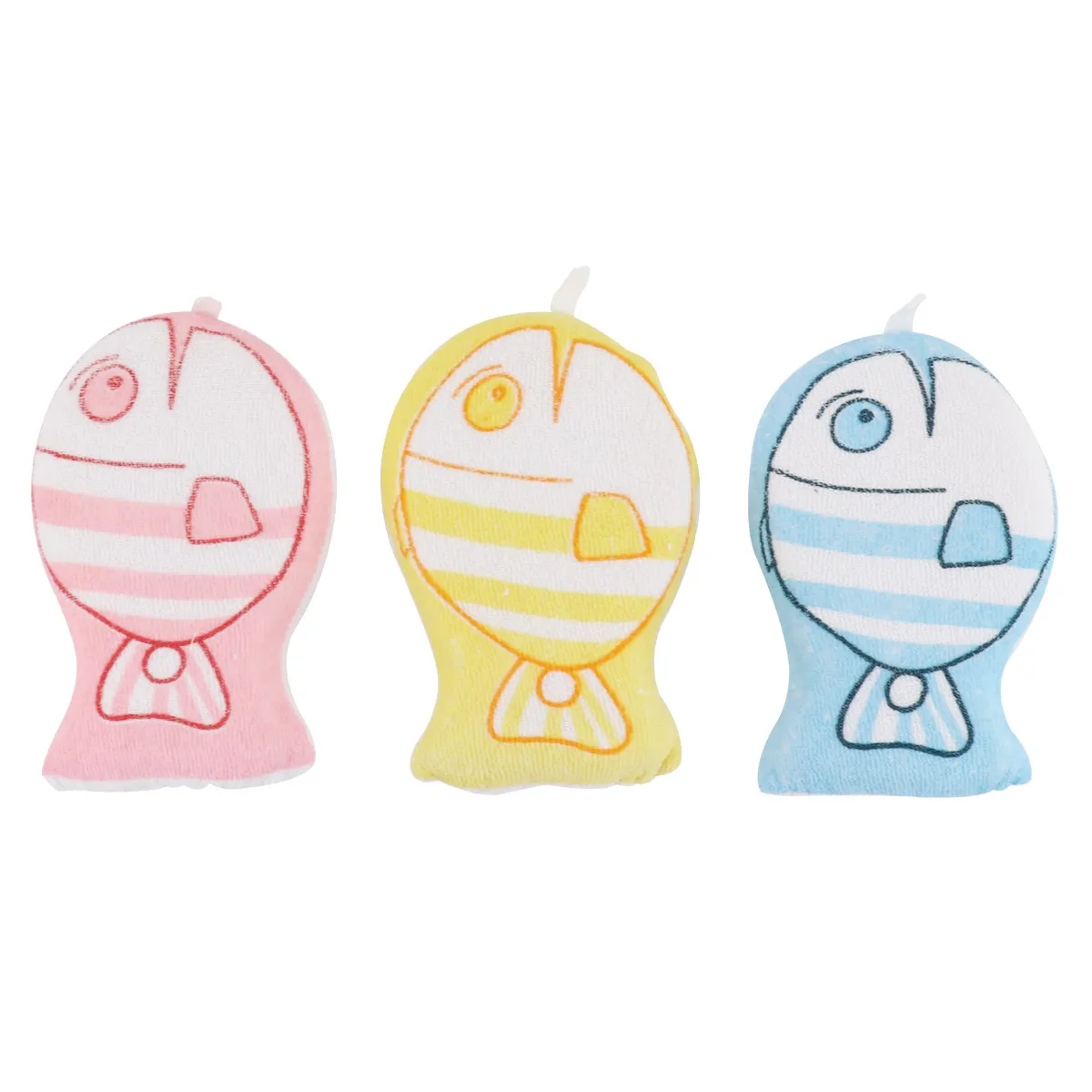 3Pcs Baby Bath Sponge Cartoon Ergonomic Soft Cotton Polyester Infant Bathing Towel Small Hanging Design Safe for Delicate Skin