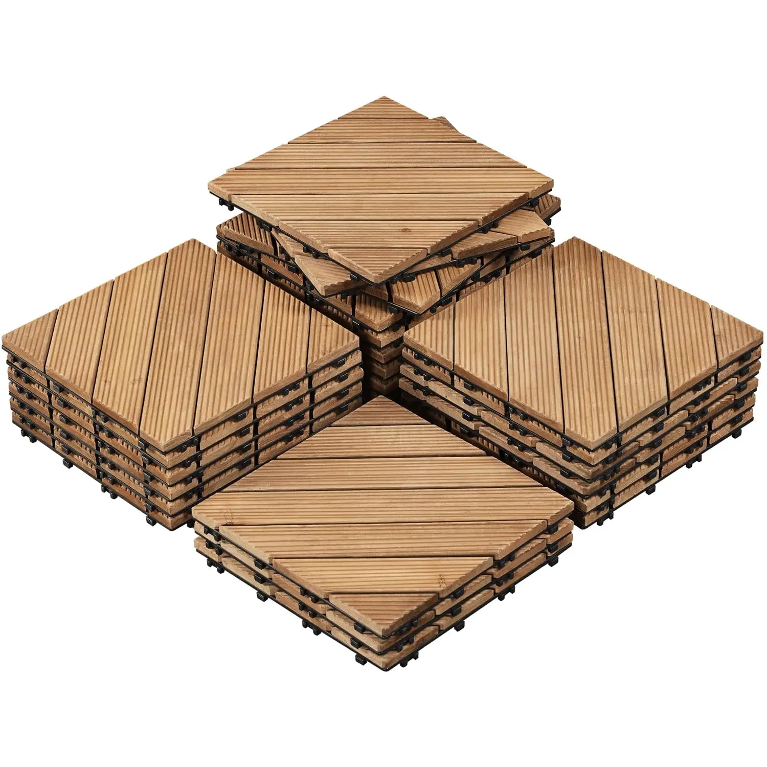 27PCS Wooden Flooring Patio Deck Tiles Interlocking Tiles Patio Solid Wood and Plastic Indoor&Outdoor 12 x 12in, Customized