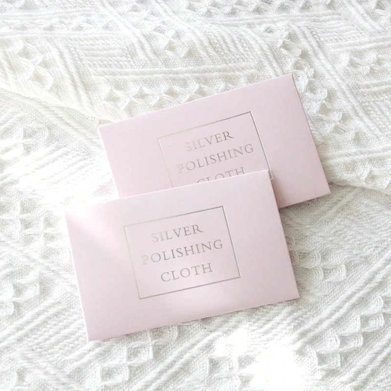 Pink Packaging Silver Polishing Cloth Silver Cleaning Cloth Polishing Necklace With Polishing Powder Double-Sided Velvet