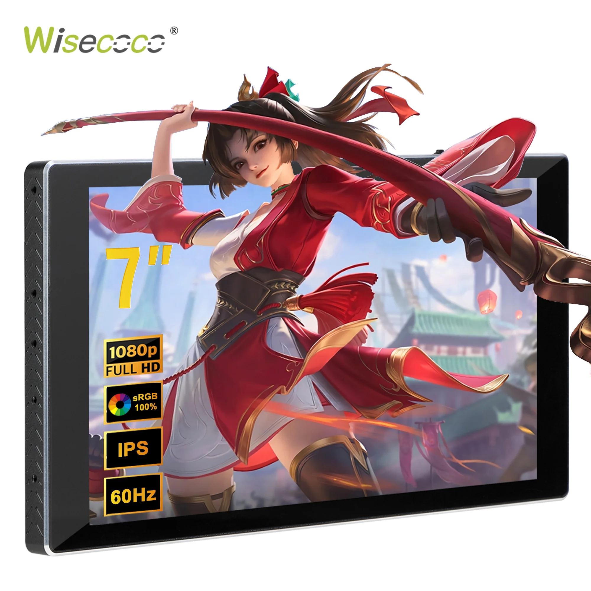Wisecoco 7 Inch Portable Touch Monitor 1920x1080 FHD HDMI Type C Computer Display for Laptop Gaming PC Raspberry Pi XBox Switch