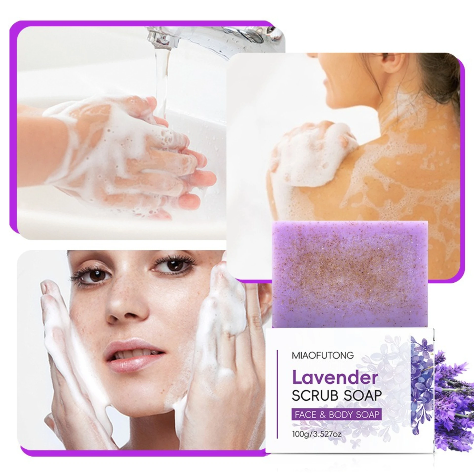 Lavender Scrub Soap Cleansing Bath Deep Cleansing Lasting Moisturizing Fragrance Soothing and calming Handmade Soap Skincare
