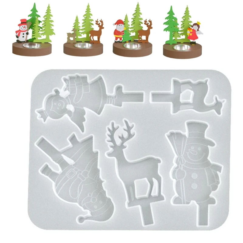 LX9D Figurines Moulds Christmas Theme Silicone Texture for Decorations Crafting and Holiday Party Supplies