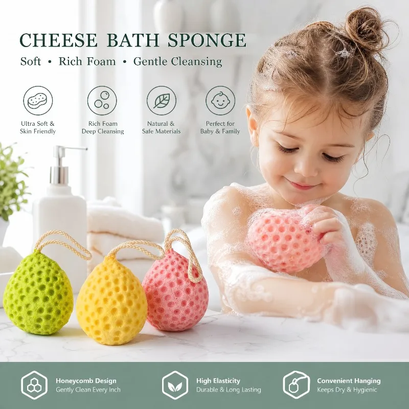 Luxury Honeycomb Bath Sponge Quick Drying Super Soft Shower Scrubber for Women Kids Baby