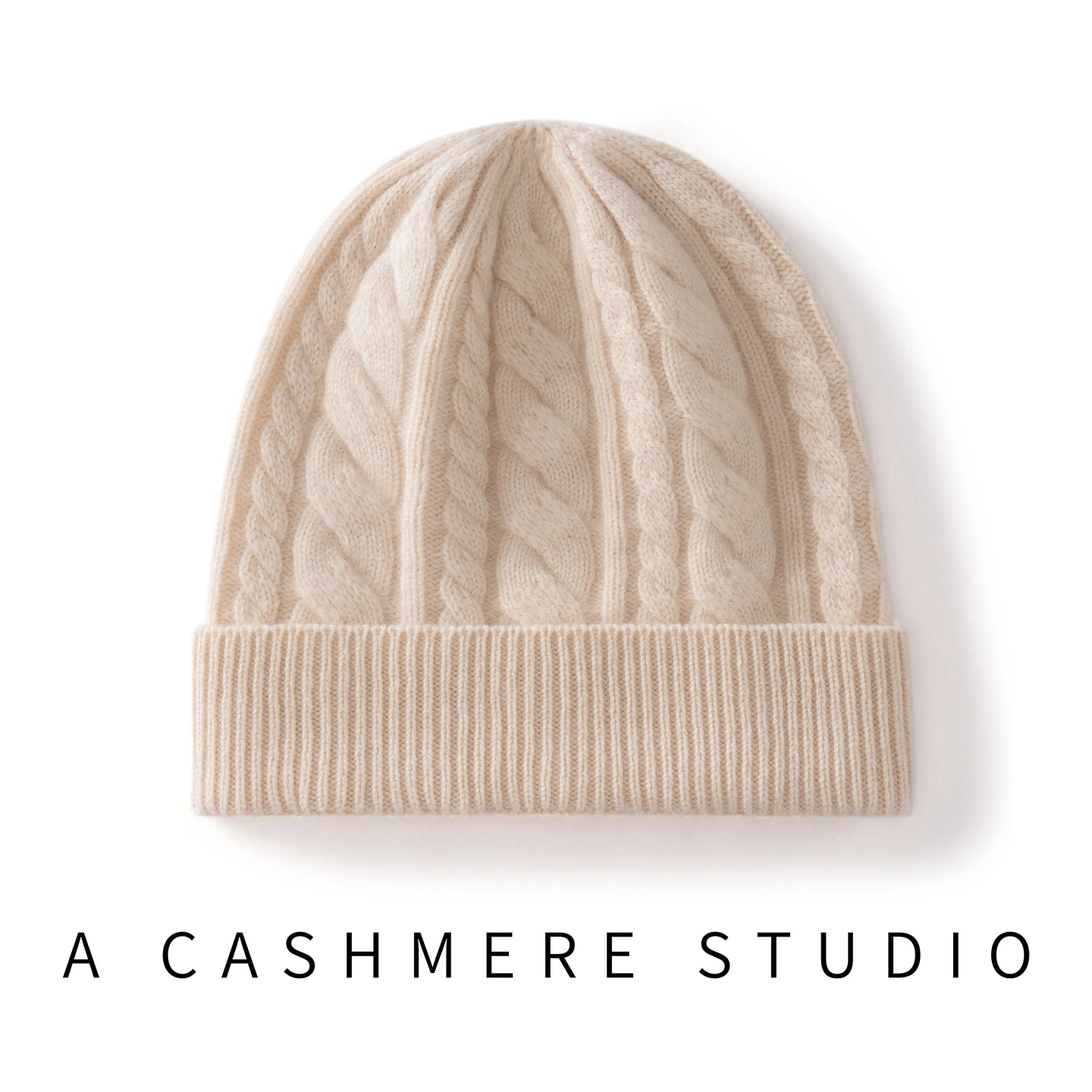 Choice 100%Quality Cashmere Cap Women's Outdoor Casual Warm Winter Hats Adult Solid Color Twisted Flower Knitted Cuffed Beanie