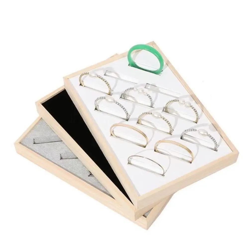 Wooden Bangle Display Tray Hand String Home Decor Bracelet Storage Holder 12 Slots Display Rack Jewellery Organizer Women Girls