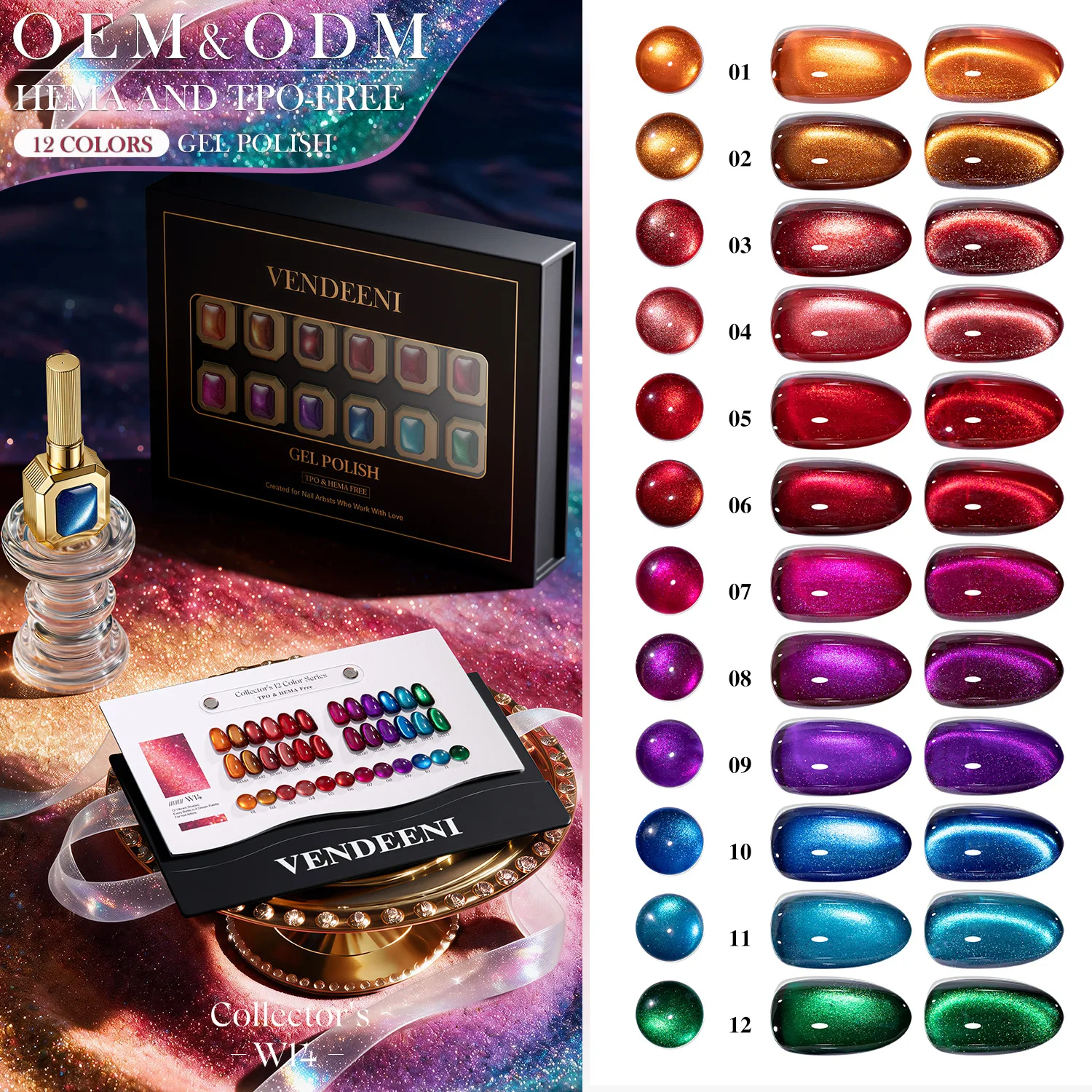 12pcs 15ml Holographic Glitter Mirror Cat Eye Nail Gel Polish Porcelain White Magnetic Nail Polish Soak Off UV LED Varnish Kit