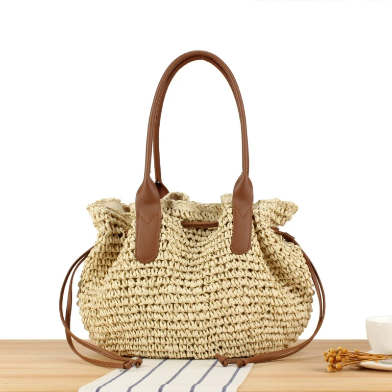 Fashionable Lady's Large Capacity Woven Crossbody Bag, Casual Beach Travel Handbag, New Summer Luxurious Versatile Tote Bag