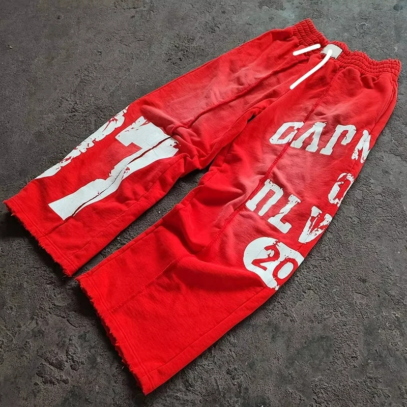 Men Women StraightLeg Pants,3D Vintage Letter Number Print Quick Dry Trousers,Drawstring Waist HipHop Streetwear Pants