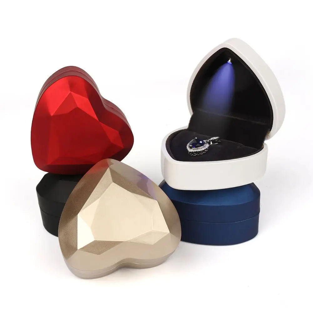 Women Portable Heart Shaped Rings Ring Box Jewelry Holder Jewelry Display Box Organizer Case