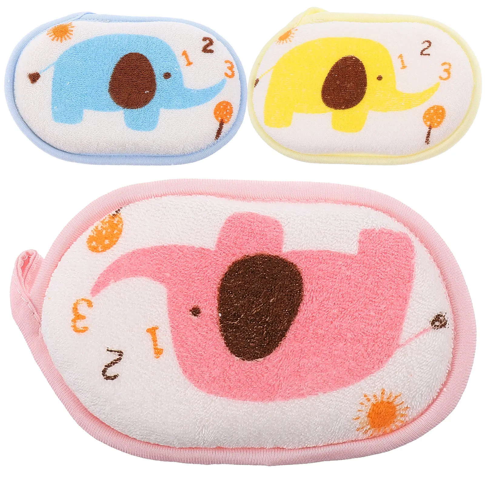 3Pcs Baby Bath Pad Natural Cotton Gentle Skin Friendly Bathing Sponge for Newborns Babies Kids Easy Grip Bath Have