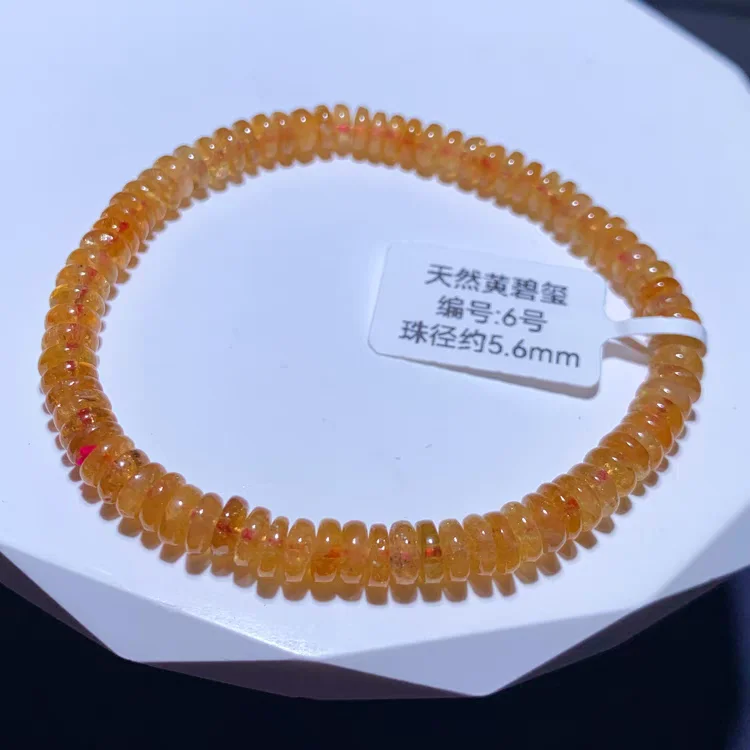 Natural Yellow Tourmaline Clear Abacus Beads Bracelet 5.6mm Yellow Tourmaline Women Men Jewelry AAAAAAA