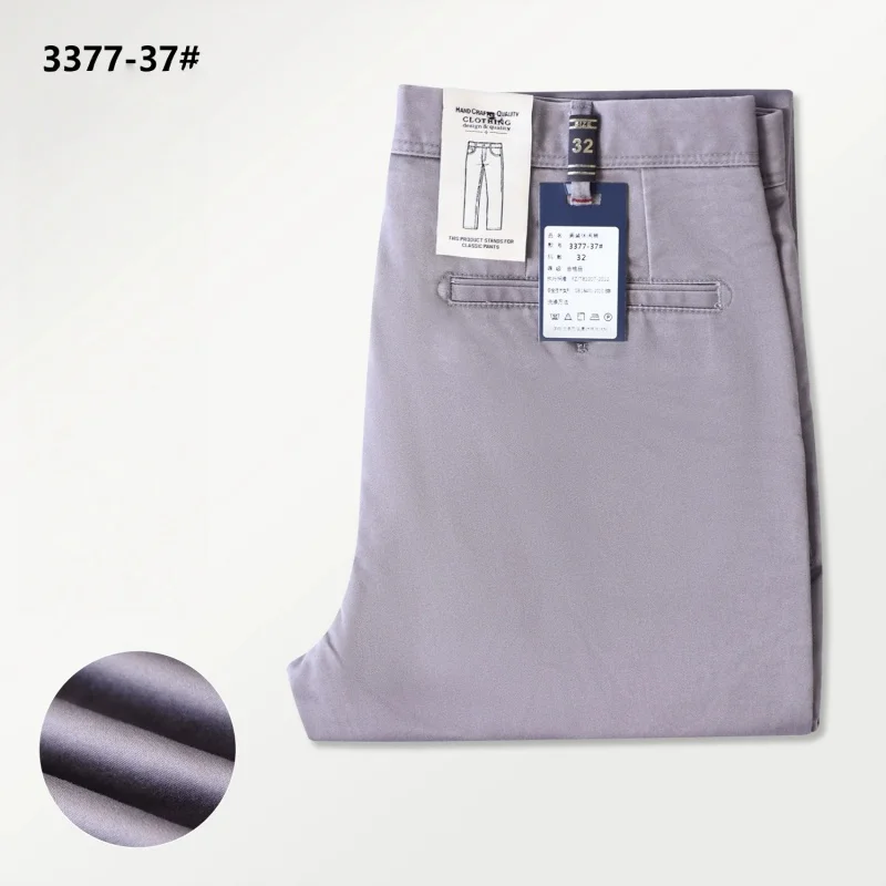 Classic Style Straight Stretch Casual Mens Pants Cotton Business Black Red Trousers for Man Spring Summer