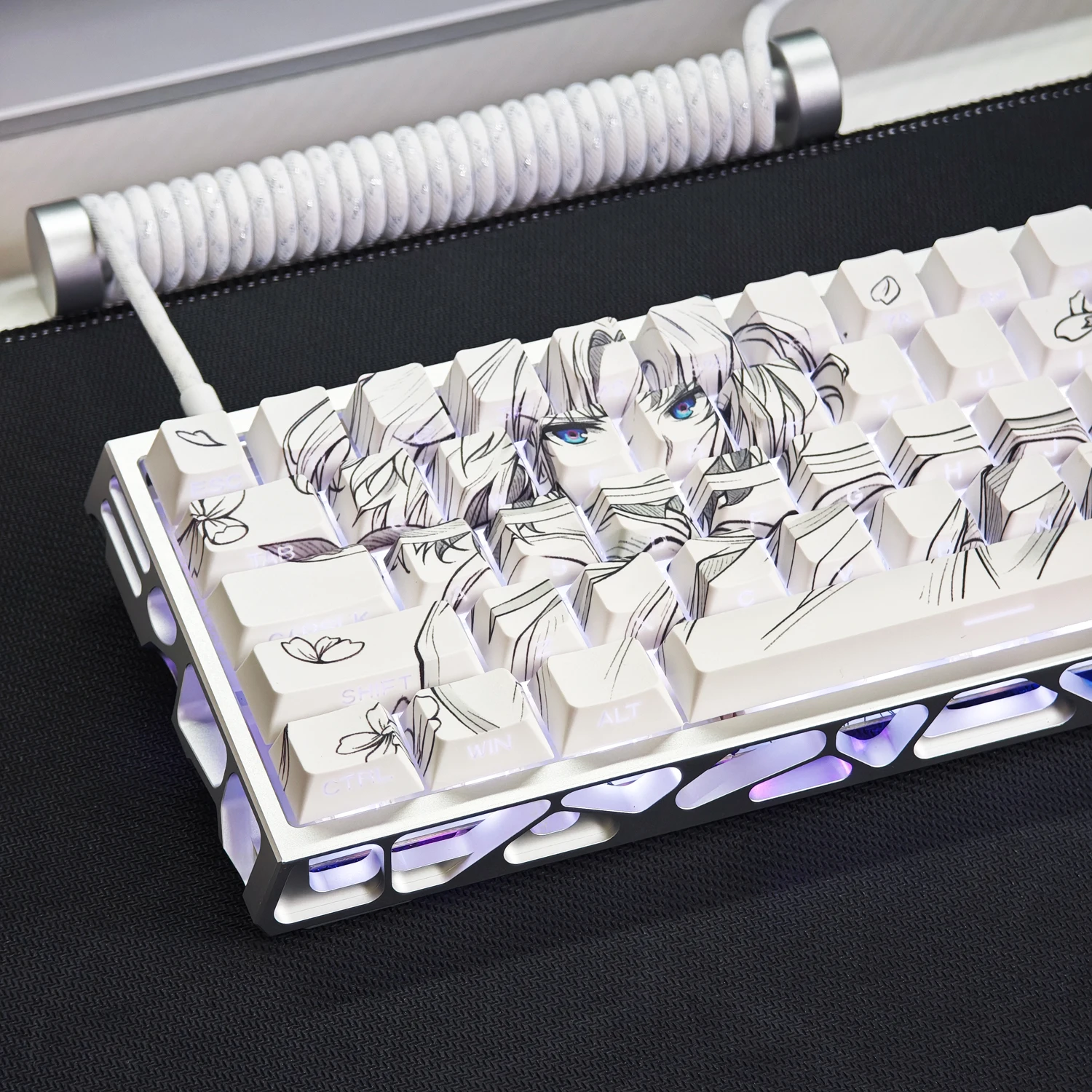 98 Keys Fate EXTRA Keycaps Chreey Height PBT Engraving 2d Animation Custom Key Caps for Mechanical Keyboards Wooting Made68