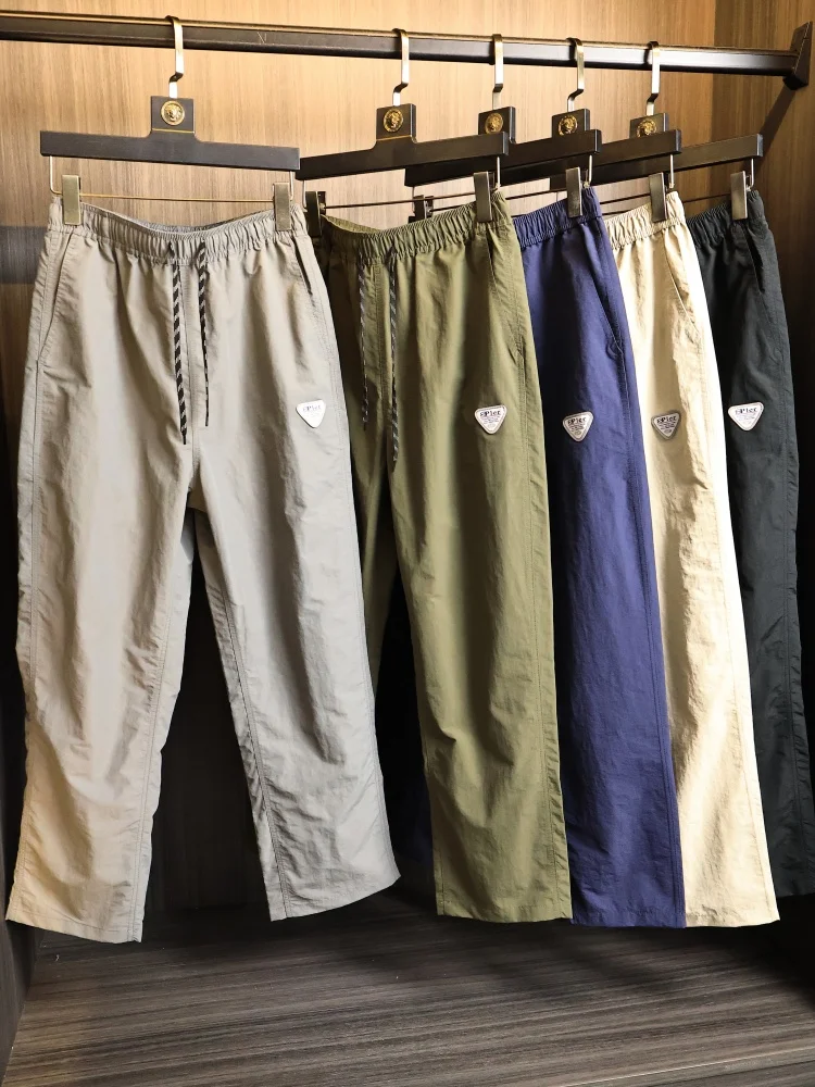 Lightweight Anti-Wrinkle Cool Feeling Summer Men's Outdoor Sports Tailored Quick Dry Breathable Straight Casual Pants Trendy