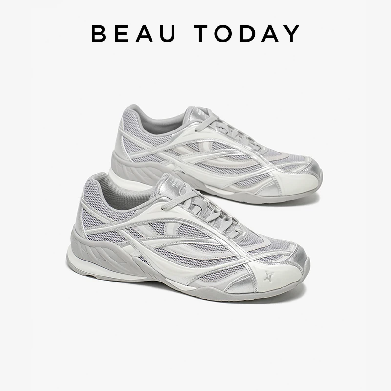 BEAUTODAY Fashion Sneakers Women Synthetic Leather Round Toe Mixed Colors Casual Sport Shoes Lace-up Ladies Shoes Handmade 29988