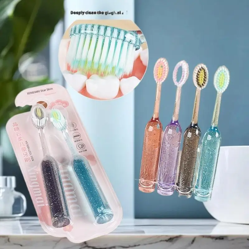 2Pcs Kids Manual Toothbrush Oral Dental Care with Soft Bristle for 3-12 Years Old, Teeth Whitening Brushes