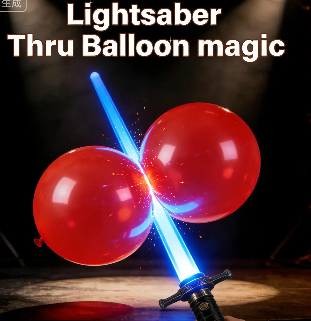 Lightsaber Thru Balloon Powerful Magic Trick, Visual Penetration Illusion Prop for Stage Close Up Mentalism Show Funny Floating