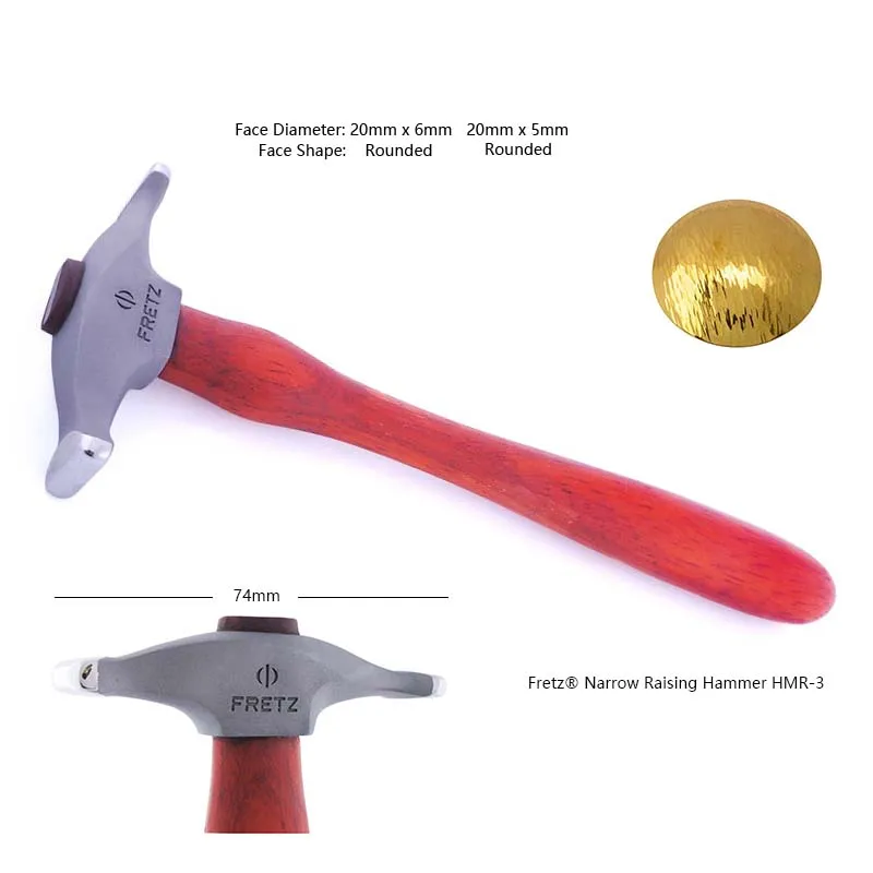 Fretz HMR-3 Narrow Raising Hammer Polished Stainless Steel Jewelry Making Tool for Metalsmithing, Silversmithing & Plan